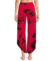 JALA Bhakti Tie Dye Print Knit Jersey Wide Leg Asymmetrical Hem Coordinating Pants