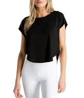 JALA Easy Boat Neck Short Sleeve Cropped Shirt