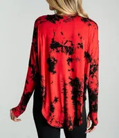 JALA Flow Tie Dye Print Long Sleeve Round Neck Coordinating Oversized Top