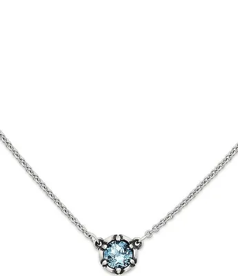 James Avery Cherished Birthstone Necklace with Lab-Created Aqua Spinel