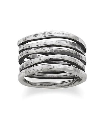 James Avery Stacked Sterling Silver Hammered Ring