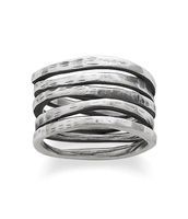 James Avery Stacked Sterling Silver Hammered Ring