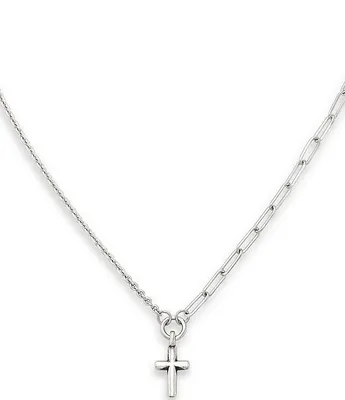 James Avery Sterling Silver Paired Chains Cross Short Pendant Necklace
