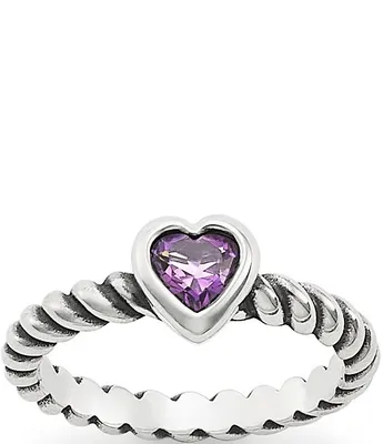 James Avery Twisted Wire Heart Amethyst Ring