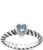 James Avery Twisted Wire Heart Blue Topaz Ring