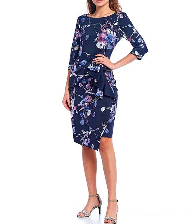 jessica howard floral puff sleeve scuba gown