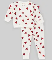 Jessica Simpson Baby Girls 12-24 Months Long-Sleeve Valentine's Day Heart-Printed Sweatshirt & Matching Jogger Pants Set