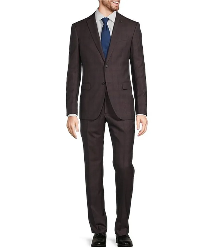 John Varvatos Slim Fit Flat Front Plaid Pattern 2-Piece Suit