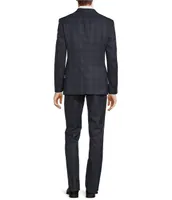 John Varvatos Slim Fit Notch Lapel Flat Front Plaid Pattern 2-Piece Suit