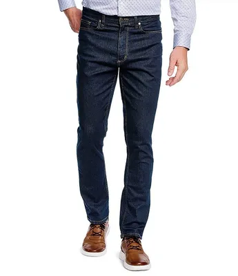 Johnston & Murphy 5-Pocket Regular Fit Tapered Leg Washed Stretch Denim Jeans