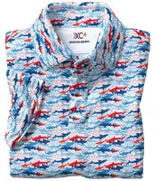 Johnston & Murphy Little/Big Boys 4-16 Americana Shark Print Short Sleeve Polo Shirt