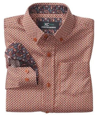 Johnston & Murphy Little/Big Boys 4-16 Long Sleeve Diamond Print Button-Up Shirt