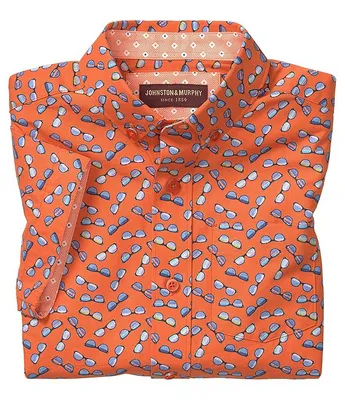 Johnston & Murphy Little/Big Boys 4-16 Orange Sunglasses Short Sleeve Woven Shirt