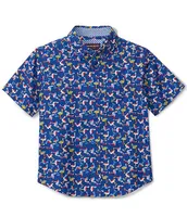 Johnston & Murphy Little/Big Boys 4-16 Short Sleeve Flamingo Printed Button Front Shirt