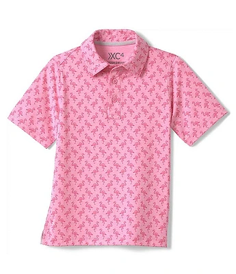Johnston & Murphy Little/Big Boys' 4-16 Short Sleeve XC4 Performance Tonal Flamingo Polo Shirt