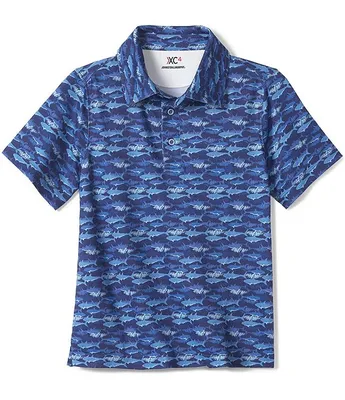 Johnston & Murphy Little/Big Boys 4-16 XC4 Shark Print Short Sleeve Polo Shirt