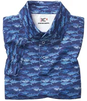 Johnston & Murphy Little/Big Boys 4-16 XC4 Shark Print Short Sleeve Polo Shirt