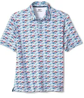 Johnston & Murphy XC4 Shark Print Performance Short-Sleeve Polo Shirt