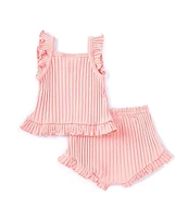 Juicy Couture Baby Girls 12-18 Months Flutter Sleeve Rib Knit Top & Shorts Set