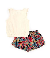 Juicy Couture Little Girls 2T-6X Slub Jersey Top & Tropical Flutter Short Set