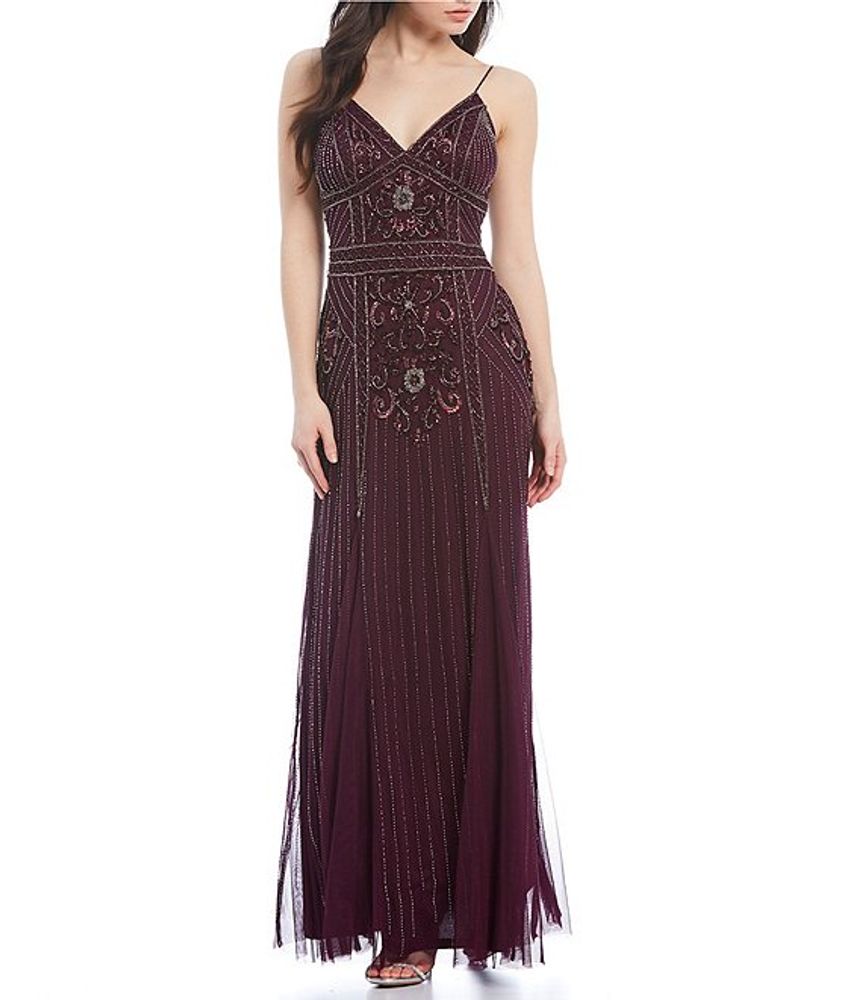 Jump Spaghetti Strap Beaded Long Dress 