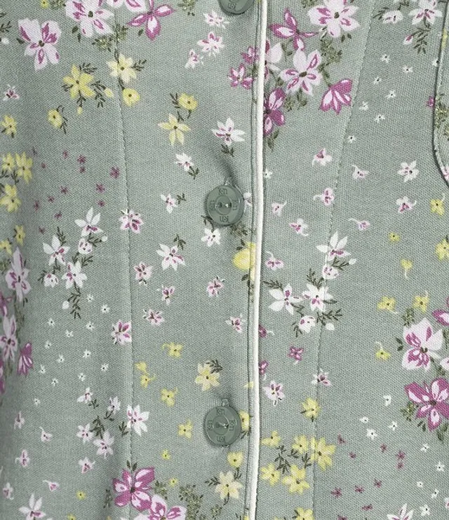 Carole Hochman Petite Size Floral Print Notch Collar 3/4 Sleeve