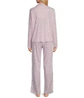 Karen Neuburger Floral Trellis Print Long Sleeve Notch Collar Interlock Knit Girlfriend Pajama Set