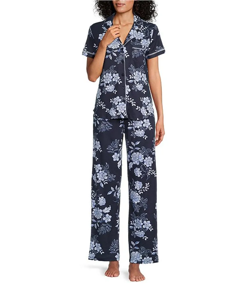 bebe Womens Pajama Sets Logo Print, Notch Collar Pajama Top and