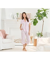 Karen Neuburger Short Sleeve Notch Collar Knit Ditsy Floral Print Pajama Set