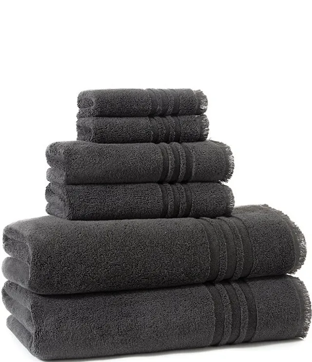 Fieldcrest Luxury Egyptian Cotton Loops Border Stripe Bath Towel, Color:  Black - JCPenney