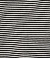 Landry Black and White Striped V-Neck Short Dolman Sleeve Knit Lounge Dress