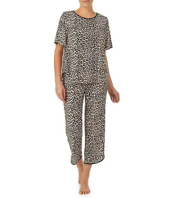 kate spade new york Animal Print Jersey Cropped Coordinating Pajama Set