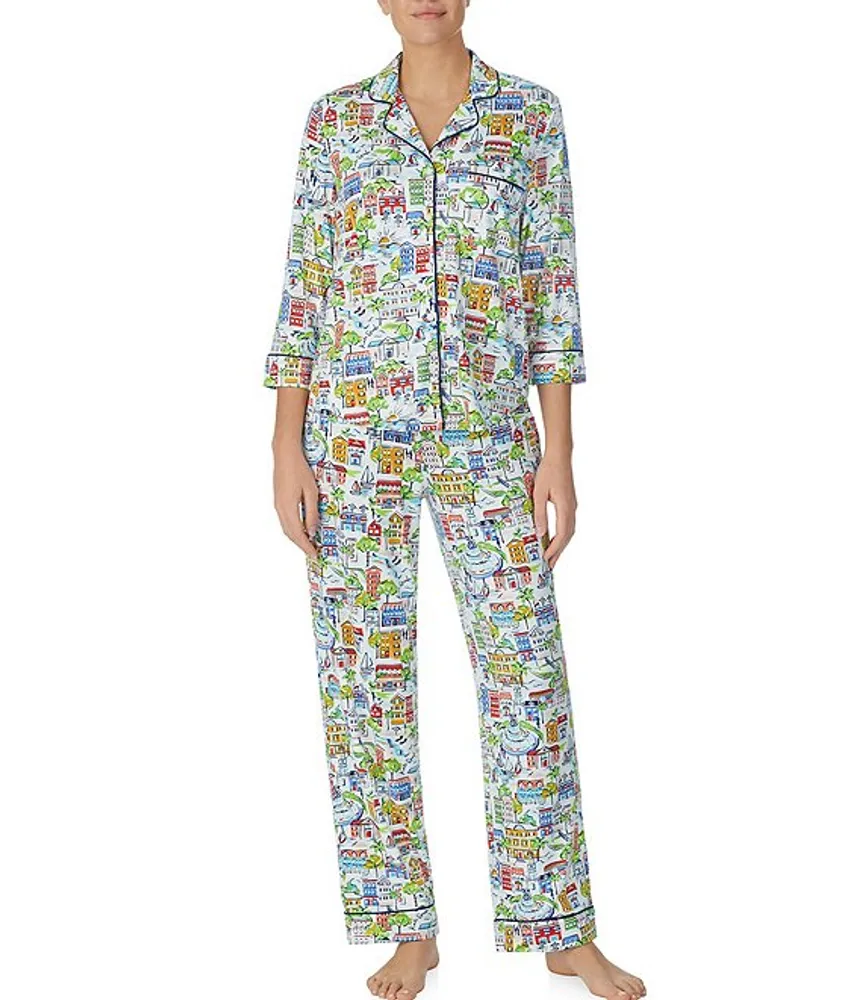 Liz Claiborne Womens Tall V-Neck Long Sleeve 4-pc. Pant Pajama Set