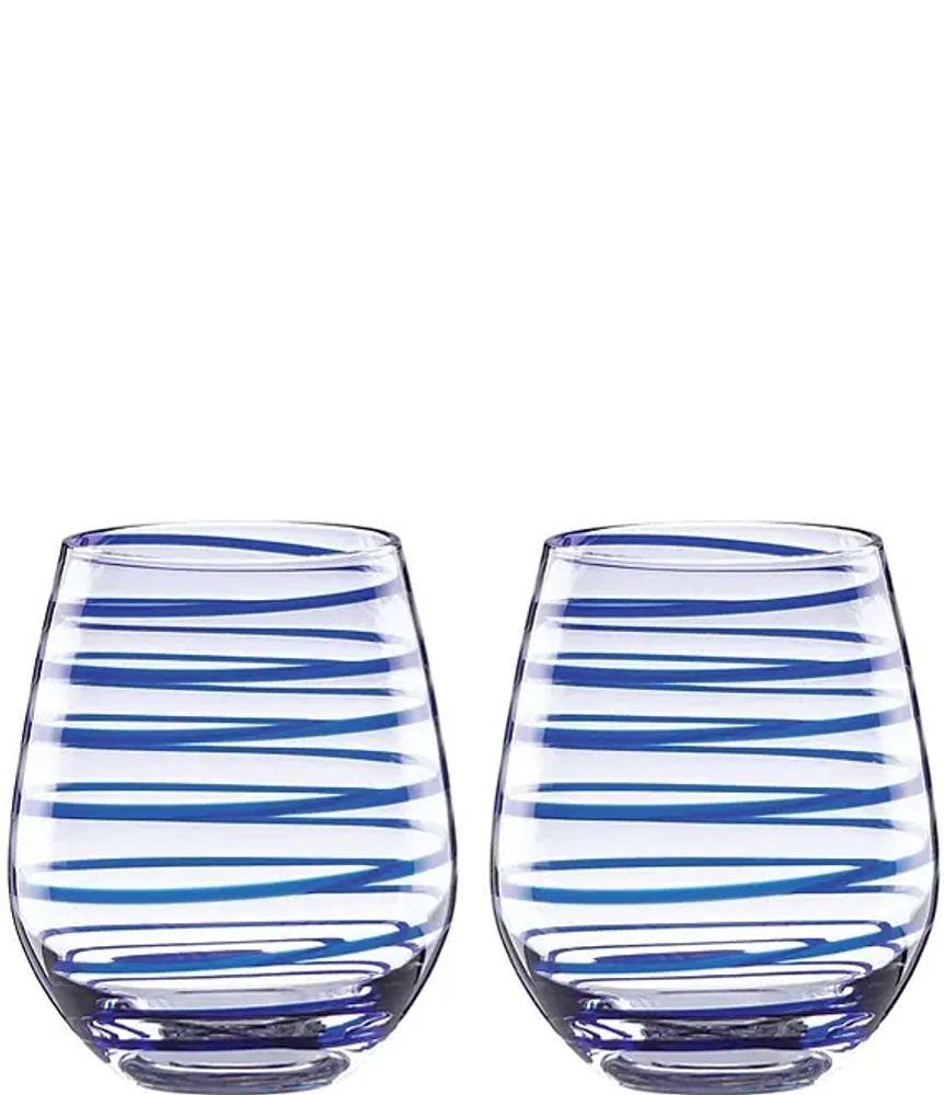 Kate spade new york Charlotte Street Spiral Stemless Wine Glass Pair |  Alexandria Mall