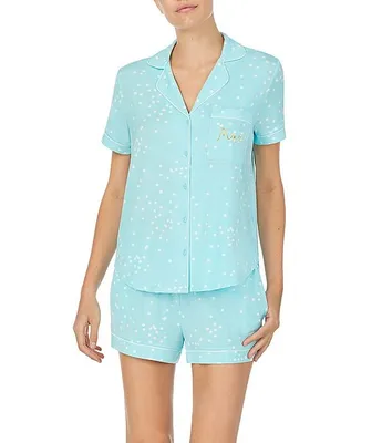 kate spade new york Confetti Dot Printed Mrs. Shorts & Top Jersey Bridal Pajama Set