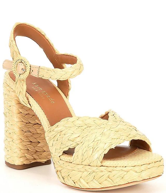 Kate spade new york Disco Raffia Platform Block Heel Sandals | Brazos Mall