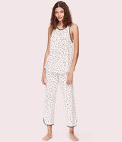kate spade new york Dot Print Jersey Cropped Coordinating Pajama Set