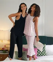 kate spade new york Dot Print Jersey Cropped Coordinating Pajama Set