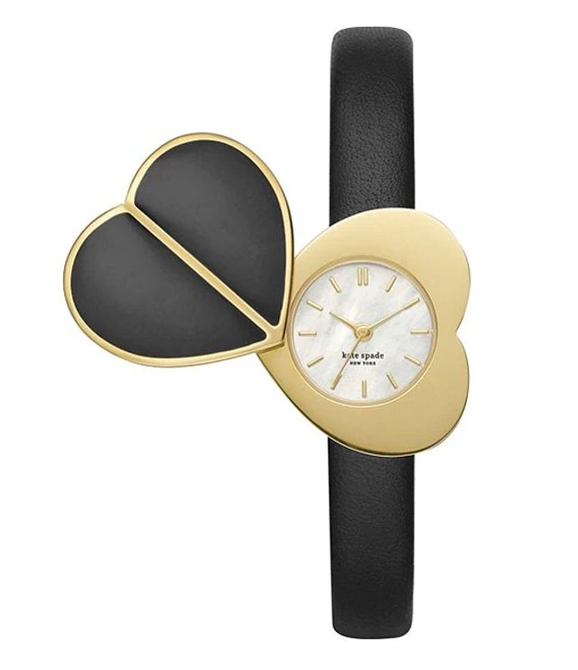 Kate spade new york Heart Twistlock Black Leather Watch | Alexandria Mall