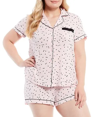 kate spade new york Plus Dot Print Jersey Shorty Coordinating Pajama Set