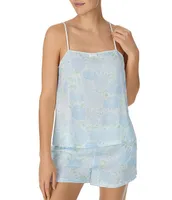 kate spade new york Satin Floral Print Cami & Coordinating Boxer Short Bridal Pajama Set