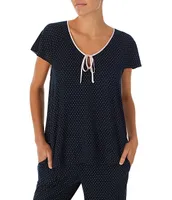 kate spade new york Short Sleeve Pin Dot Print Jersey Knit Cropped Pajama Set