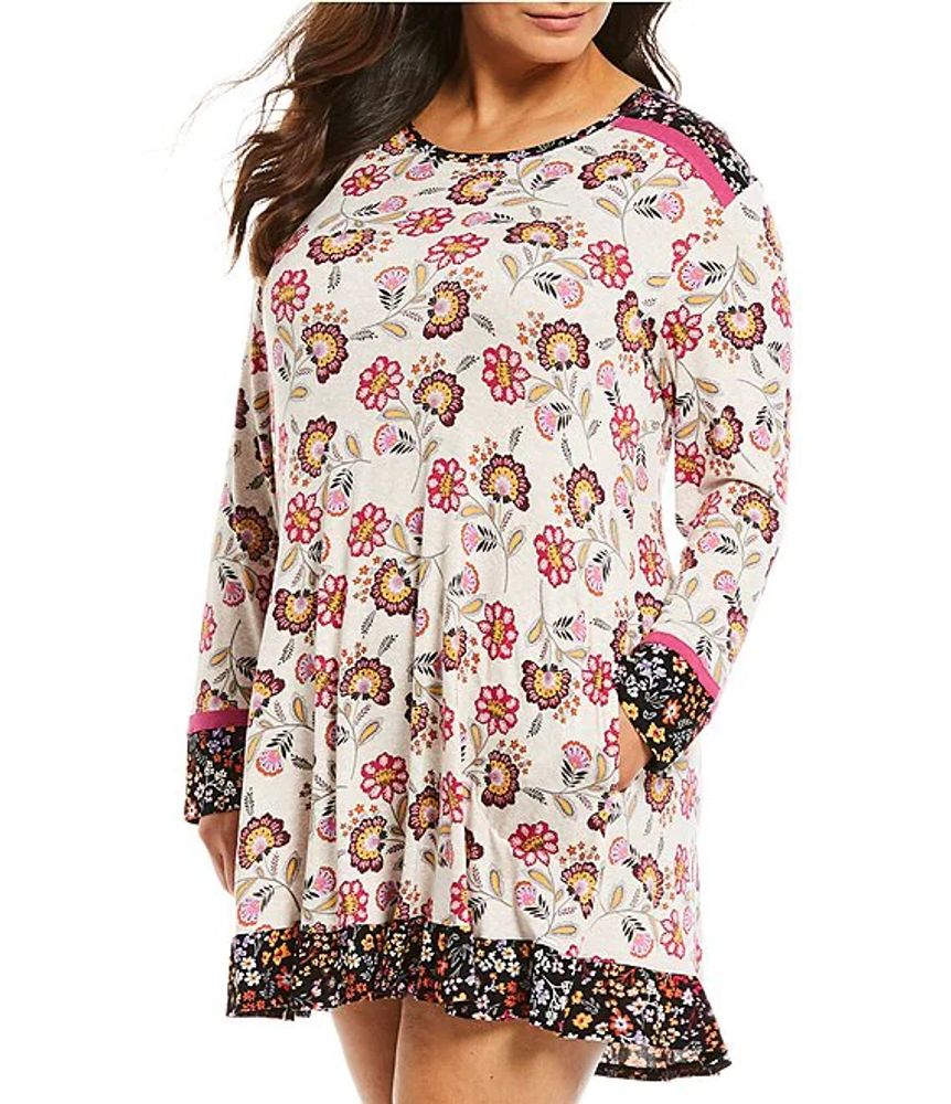 vedtage sår Twisted Kensie Plus Floral Mixed Print Jersey Sleep Shirt | Brazos Mall
