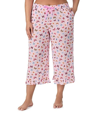 Kensie Plus Butterfly Print Cropped Pajama Pant