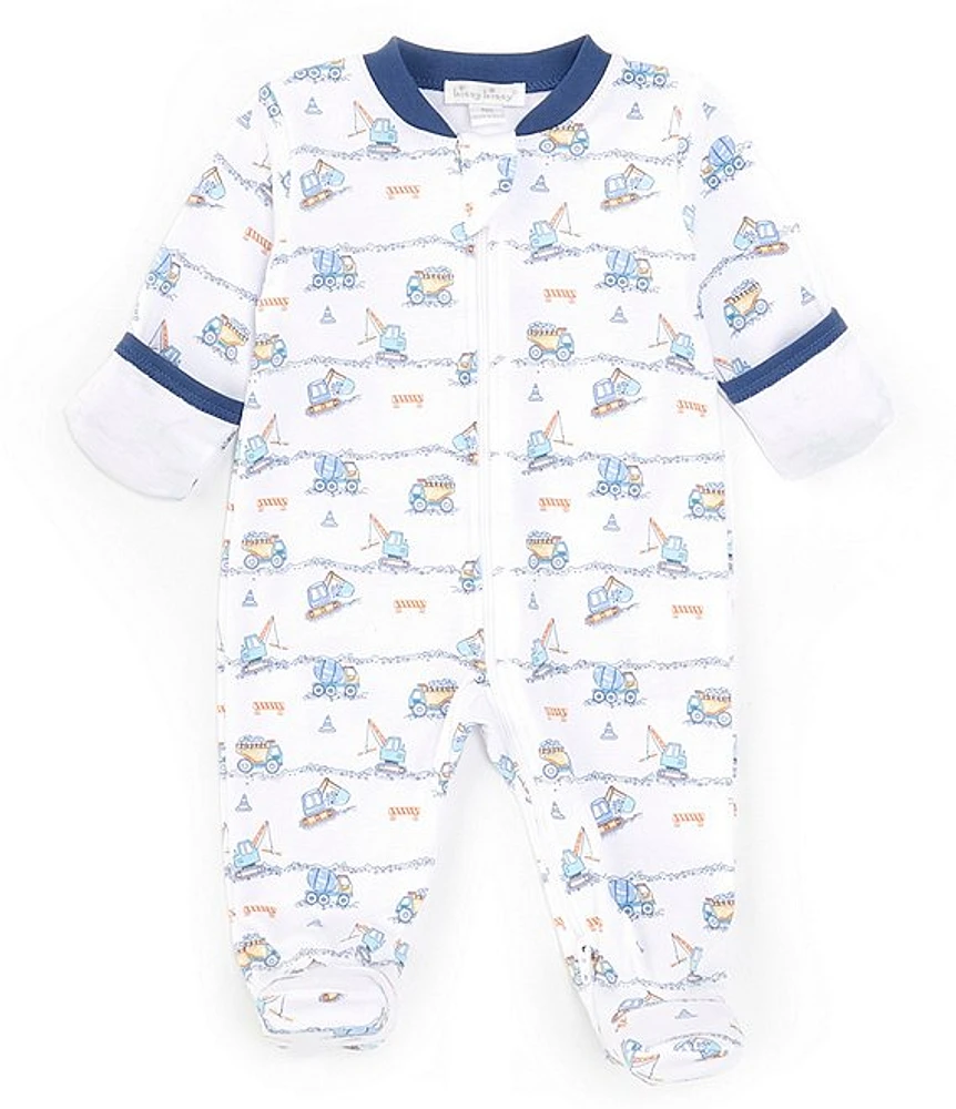 Kissy Baby Boys Newborn-9 Months Construction Print Zip-Front Footie