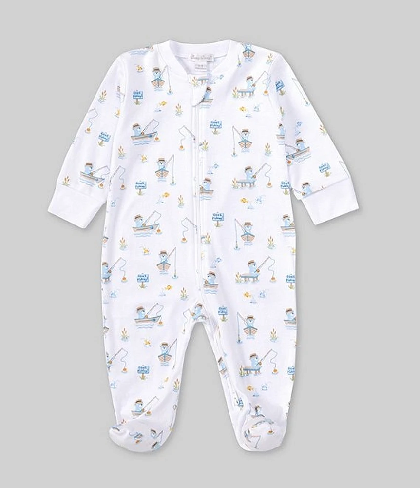 Kissy Baby Boys Newborn-9 Months Fishing Print Zip Front Footie