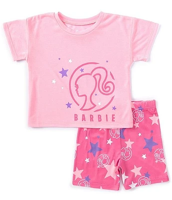 Komar Kids Little/Big Girls 4-10 Short Sleeve Barbie Pajama Top & Star-Printed Set