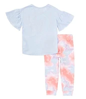 Komar Kids Little/Big Girls 4-12 Short Sleeve Unicorn Graphic Pajama Top & Allover Printed Leggings Set