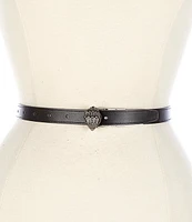 Kurt Geiger London Black Antique Silver 0.8'' Reversible Leather Belt