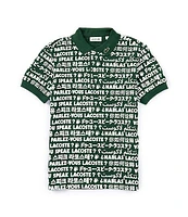 Lacoste Little Boys 2T-6T Short Sleeve AOP #double;Do You Speak Lacoste#double; Polo Shirt
